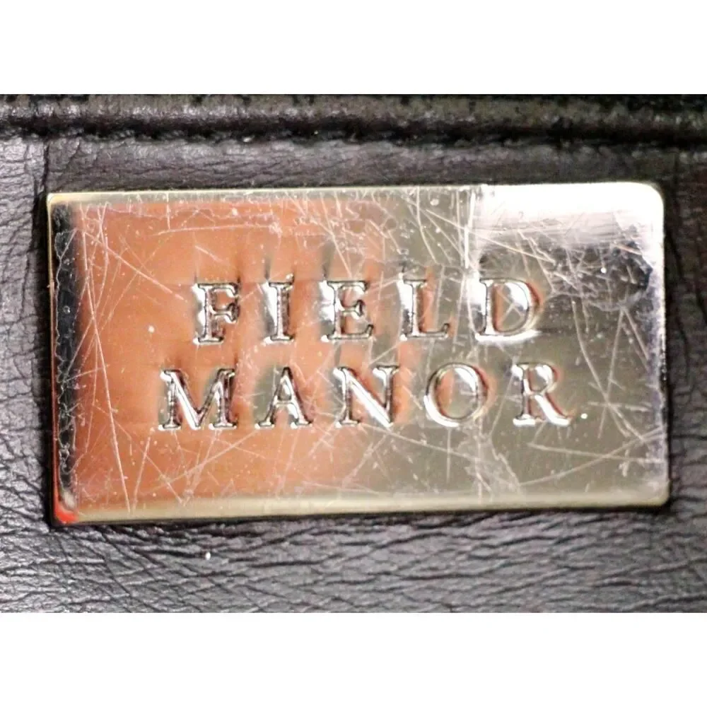 Field Manor BLACK GENUINE LEATHER TWO COMPARTMENTS SHOULDER BAG HOBO HANDBAG